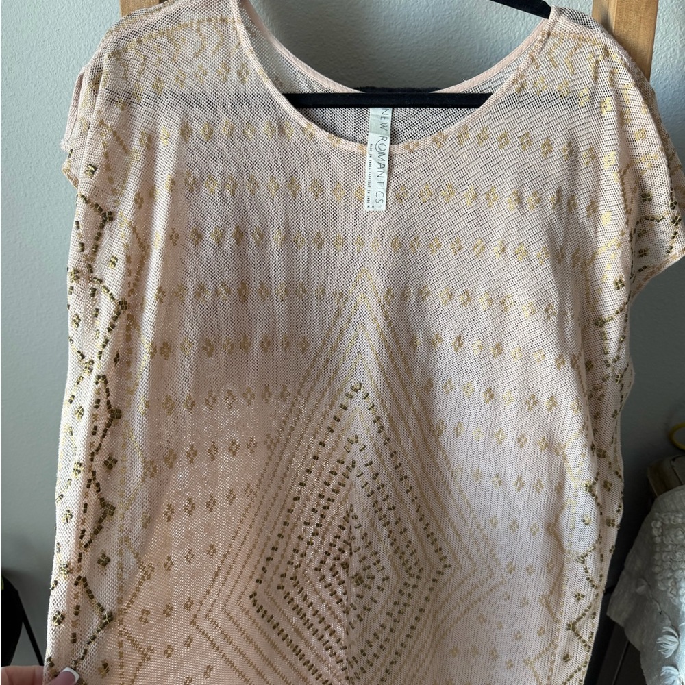 Free People Pink and Gold Patterned Cover Up New Romantic